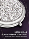 Mini Mix Diamond 1X/2X Magnifying Round Metal Pocket Makeup Mirror (Silver)