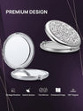 Mini Mix Diamond 1X/2X Magnifying Round Metal Pocket Makeup Mirror (Silver)