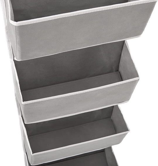 Over the Door Hanging Storage Organizer with 4 Pouch Pocket for Pantry Baby Nursery Bathroom (Grey)