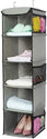 5 Foldable Shelf Hanging Closet Organizer Space Saver with Side Accessories Pockets for Clothes Storage