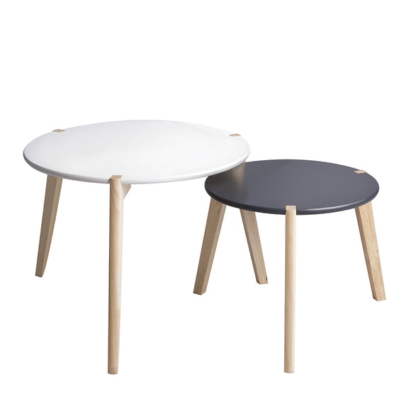 Bianco Nesting Round Coffee Table Side Table Set Of 2