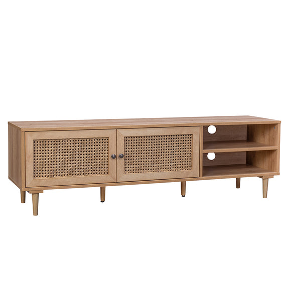 Natura Rattan TV Stand Entertainment Unit With 2 Doors & Shelves