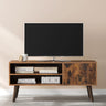 Wooden Look TV Console Stand With Storage Shelf & Cupboard