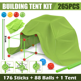265pcs Kids Construction Fort Building Kit Castles 3D Play House Tent Toy Gift