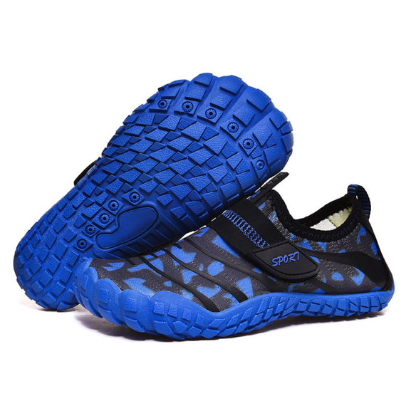 Kids Water Shoes Barefoot Quick Dry Aqua Sports Shoes Boys Girls (Pattern Printed) - Blue Size Bigkid US2=EU32