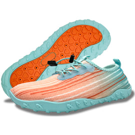 Water Shoes for Men and Women Soft Breathable Slip-on Aqua Shoes Aqua Socks for Swim Beach Pool Surf Yoga (Orange Size US 7)