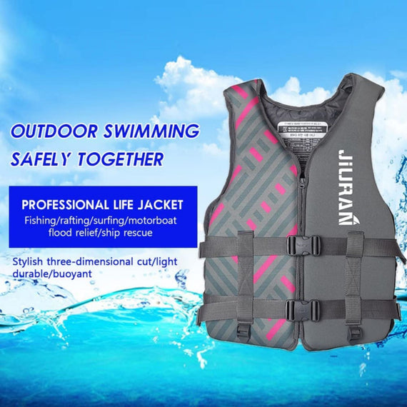 Life Jacket for Unisex Adjustable Safety Breathable Life Vest for Men Women(Grey-XL)