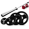 20kg 2.2m Olympic Barbell Bar 700lb w/ Collars & Weight Plates - Gym Fitness