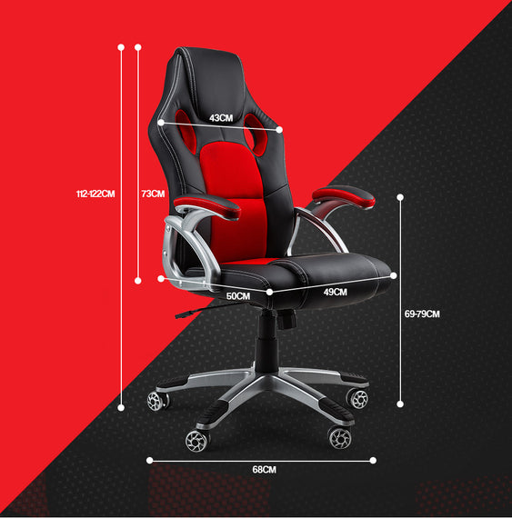 OVERDRIVE Racing Office Chair Seat Executive Computer Gaming PU Leather Deluxe