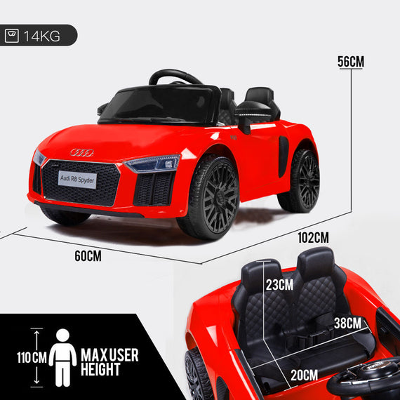 Rovo Kids Kids Ride-On Car Licensed AUDI R8 SPYDER Battery Electric Toy Remote 12V Red