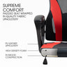 OVERDRIVE Ergonomic Gaming Chair, Height Adjustable Lumbar Support, Mesh Fabric, Faux Leather, Headrest, Black/Red