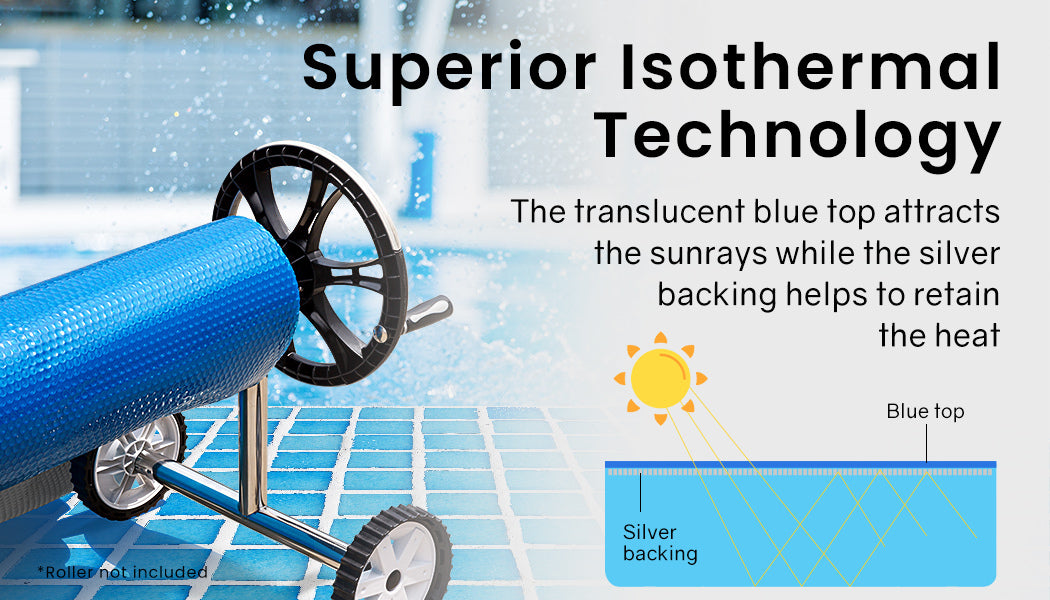 Aquabuddy Pool Cover Roller 5.5m Solar Blanket Swimming Adjustable Reel  Blue