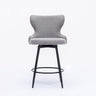 2x Swivel Bar Stools Tufted Counter Chairs with Stud Trim and Metal Base-Dark Grey