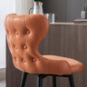 2x Swivel Bar Stools Tufted Counter Chairs with Stud Trim and Metal Base-Orange