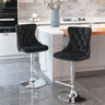 2x Height Adjustable Swivel Bar Stool Velvet Studs Barstool with Footrest and Chromed Base- Black