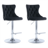 2x Height Adjustable Swivel Bar Stool Velvet Studs Barstool with Footrest and Chromed Base- Black