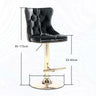 2x Height Adjustable Swivel Bar Stool Velvet Studs Barstool with Footrest and Golden Base- Grey