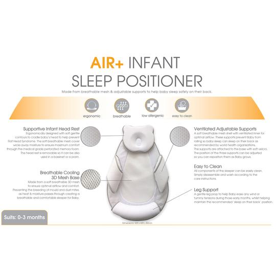 Bubba Blue Air+ Infant Sleep Positioner with Head Rest White 100576