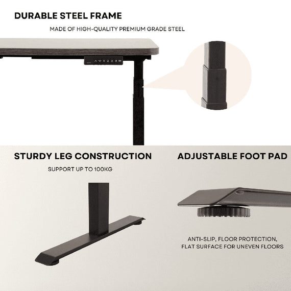 EKKIO Adjustable Desk Riser Frame - Two Leg Stand (Black) EK-DRF-100-NT