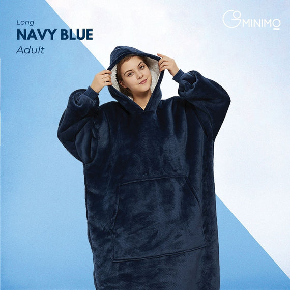 GOMINIMO Hoodie Blanket Long Navy Blue HM-HB-117-AYS