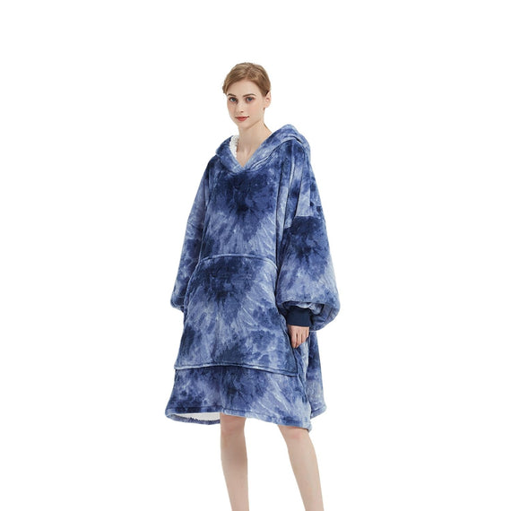 GOMINIMO Hoodie Blanket Adult Tie-Dyed Blue GO-HB-127-AYS
