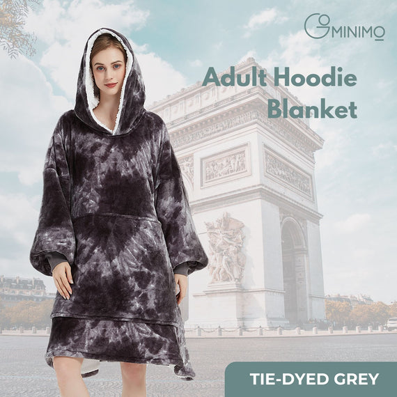 GOMINIMO Hoodie Blanket Adult Tie-Dyed Grey GO-HB-128-AYS