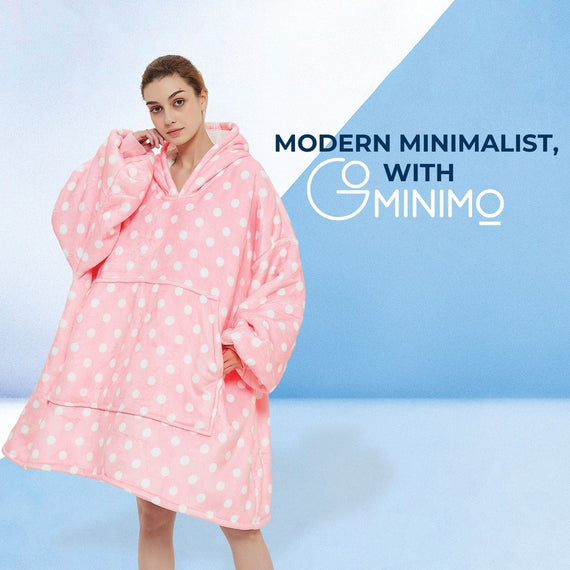 GOMINIMO Hoodie Blanket Light Pink Polka Dot HM-HB-101-AYS