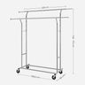 SONGMICS Metal Clothes Rack Stand on Wheels Heavy Duty Silver HSR12S