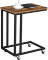 VASAGLE End Table Side Table Coffee Table with Steel Frame and Castors Rustic Brown and Black LNT50X