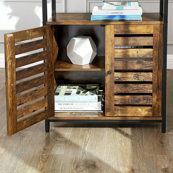 VASAGLE Standing Cabinet Storage Cabinet Accent Side Cabinet with Shelf Cupboard with Louvred Doors Rustic Brown LSC76BX