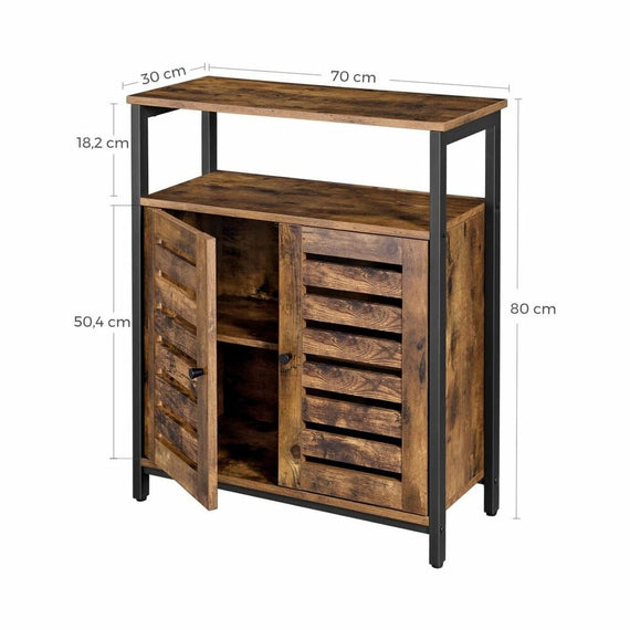 VASAGLE Standing Cabinet Storage Cabinet Accent Side Cabinet with Shelf Cupboard with Louvred Doors Rustic Brown LSC76BX