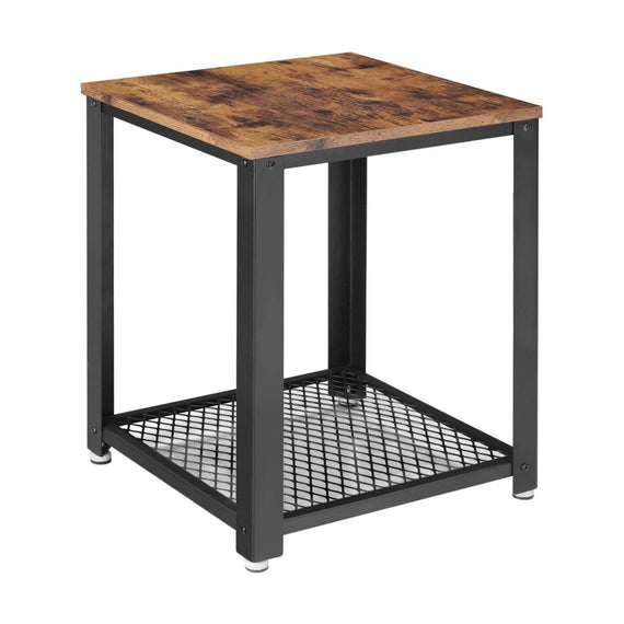 VASAGLE Coffee Table with Mesh Shelf Rustic Brown and Black LET41X