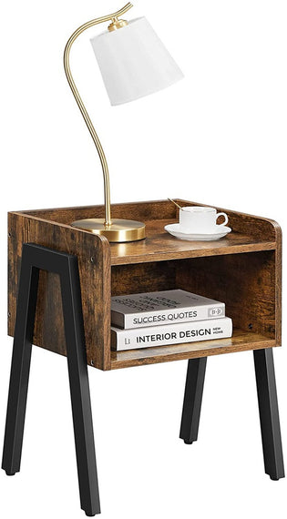 VASAGLE Side Table Rustic Brown and Black LET54X