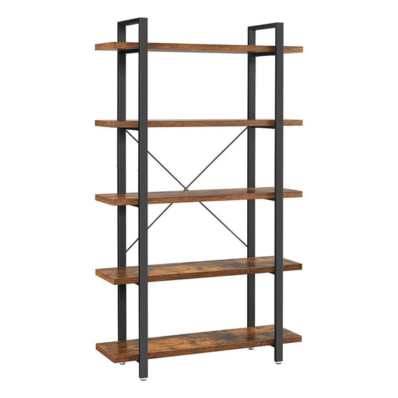 VASAGLE Bookshelf 5-Tier Industrial Stable Bookcase Rustic Brown and Black LLS55BX