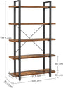 VASAGLE Bookshelf 5-Tier Industrial Stable Bookcase Rustic Brown and Black LLS55BX