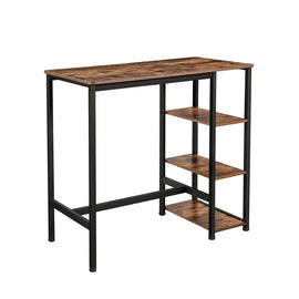 VASAGLE Bar Table Kitchen Table Dining Table with 3 Shelves Stable Steel Structure for Bar Party Cellar Restaurant Industrial Style Easy to Assemble Rustic Brown LBT11X