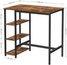 VASAGLE Bar Table Kitchen Table Dining Table with 3 Shelves Stable Steel Structure for Bar Party Cellar Restaurant Industrial Style Easy to Assemble Rustic Brown LBT11X