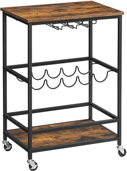 VASAGLE Bar Cart Rustic Brown and Black LRC087B01