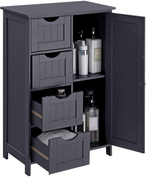 VASAGLE Floor Cabinet with 4 Drawers and Adjustable Shelf Gray LHC41GY