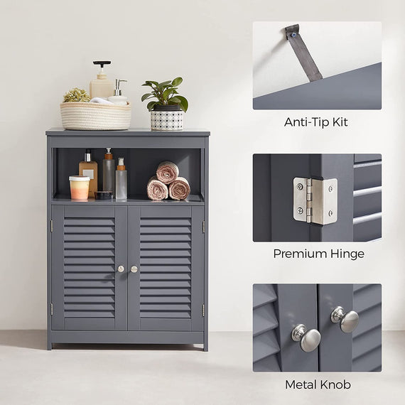 VASAGLE Floor Cabinet with Shelf and 2 Doors Gray BBC040G01