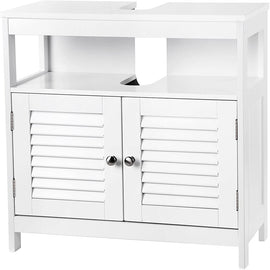 VASAGLE Under Sink Cabinet with 2 Doors Open Compartment White BBC02WT