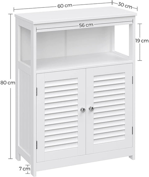 VASAGLE Floor Cabinet with Shelf and 2 Doors White BBC40WT