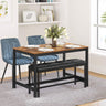 VASAGLE Dining Table Bench with PU Leather Padded Seat Steel Frame Black