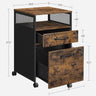 VASAGLE Office File Cabinet with 2 Lockable Drawers Steel Frame Industrial Rustic Brown and Black