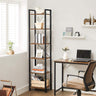 VASAGLE Narrow Bookcase Small 6-Tiers Bookshelf Industrial Rustic Brown and Black