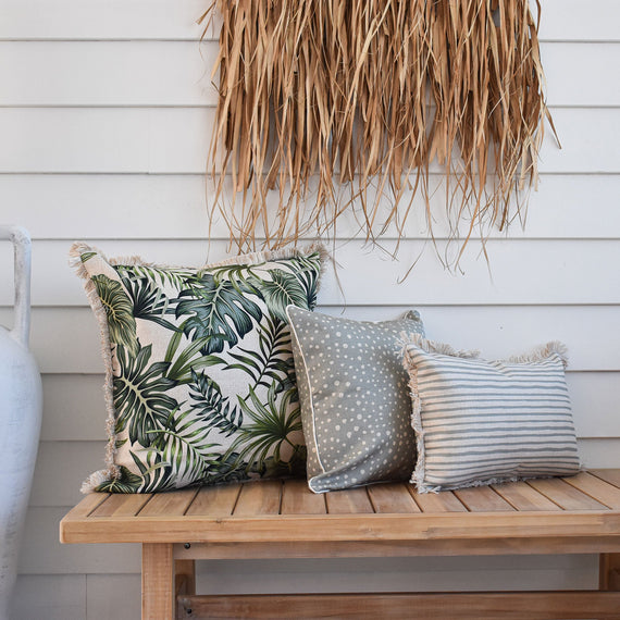 Cushion Cover-Coastal Fringe-Paint Stripes Smoke-35cm x 50cm