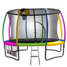 Kahuna 12ft Outdoor Trampoline Kids Children With Safety Enclosure Pad Mat Ladder Basketball Hoop Set - Rainbow