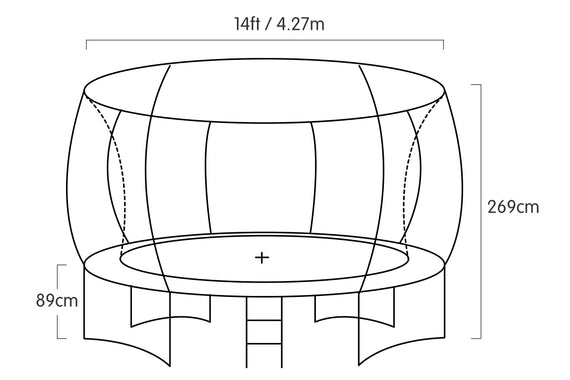 Kahuna 14ft Trampoline Free Ladder Spring Mat Net Safety Pad Cover Round Enclosure - Rainbow