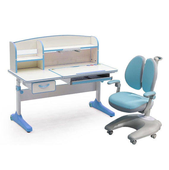 Height Adjustable Children Kids Ergonomic Study Desk Chair Set 120cm Blue AU