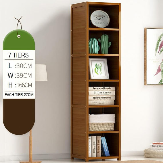 Solid Bamboo Corner Storage Organizer Plan Stand Book Shelf 5/6/7 Tier